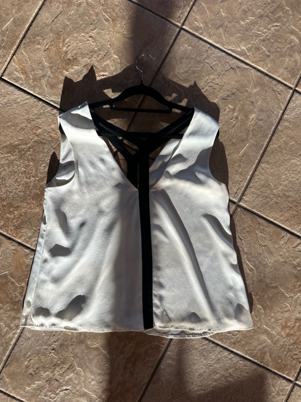 BCBMaxAzria White Blouse Black detailing $30